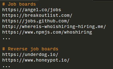 Selection from job boards list