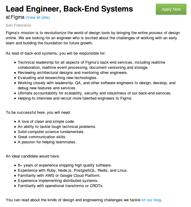 Figma job posting on Greenhouse